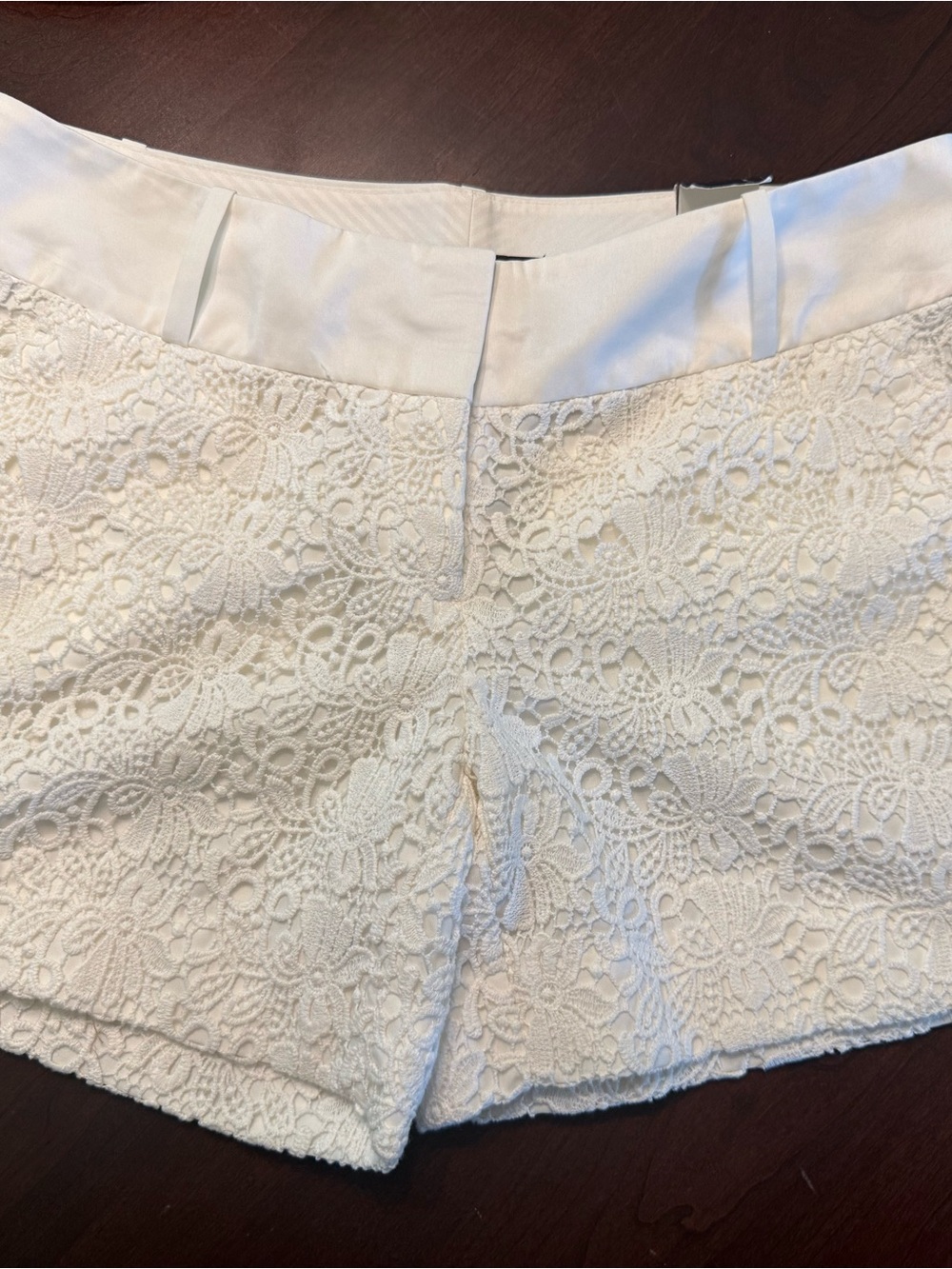 Lace Overlay Women’s Shorts in White